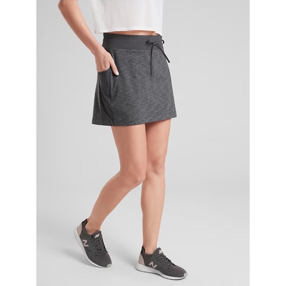 Athleta Black Heather Excursion Stash Pockets UPF Hybrid Skort Skirt  Size XL